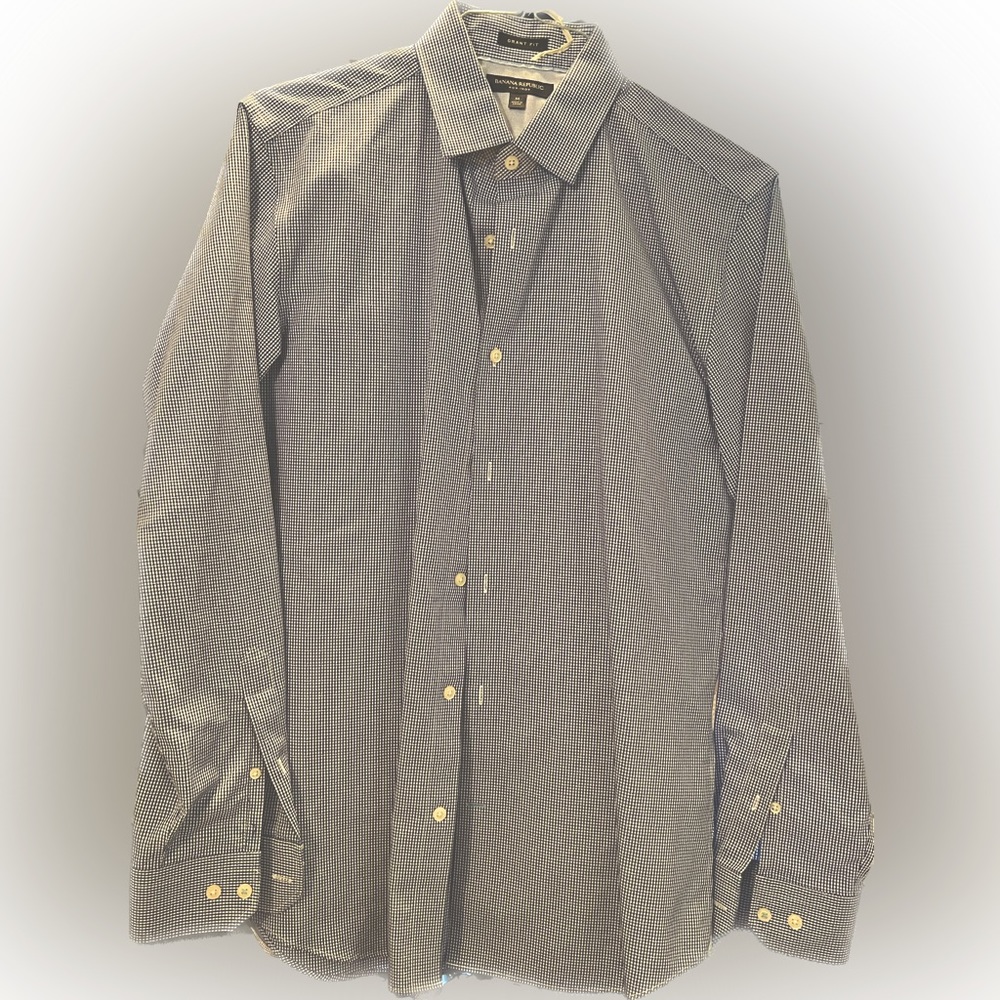 Navy/White Patterned Dress Shirt